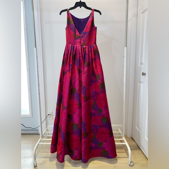 Adrianna Papell Red Pink Purple Floral Gown - Picture 8 of 8
